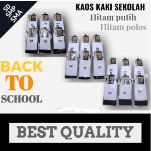 SOCKS Spandex / Kaos Kaki SEKOLAH (Size: SD / SMP / SMA) Warna Polos Hitam & Putih-Hitam