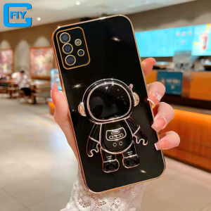 เคสมือถือนิ่มสำหรับ A52s A23 Samsung Galaxy A13ตัวยึดนักบินอวกาศชุบทองหรูหรา