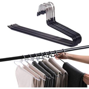 5Pack Seamless Z Shape Hanger Rack Pants Slack Trousers Hangers Space Saving Slim Strong and Durable Anti-Rust Chrome Metal Hangers Open Ended Design Hangers