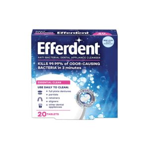 Viên làm sạch răng giả hàm giả khay niềng răng Efferdent ANTI-BACTERIAL DENTAL APPLIANCE CLEANSER 20 TABLETS của Mỹ
