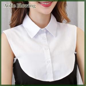 Aolie Collar White Black Blouse Sweater Detachable Shirt Women Cotton Lapel Blouse Top Women Clothes Accessories
