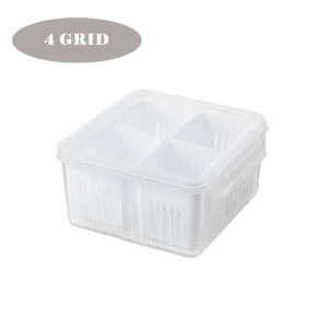 MOMO HOME 🏠  4/6 Grids Food Fresh Storage Box Refrigerator Drain Basket Bekas Peti Sejuk 保鲜盒