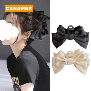 【CANAMEK】 Fashion Big Bow Hair Claw Clips For Women Hairclips Girls Large Hair Crab Black Hair Clamp White Hairpins Hair Accessorie