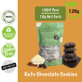 Ketogenius Kitchen Keto Double Chocolate Cookies 120g - LCHF Keto, Zero Sugar Added, Diabetic friendly, Individual Packing, No Sugar, Low Carb. 