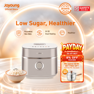 Joyoung Purecook 18N6U Low Sugar Rice Cooker 1.5L IH 3D Dual Heating 316L Stainless Steel Inner Pot Non-Stick Easy to Clean | 1350W| 24H Timer Low GI With Steamer Removable Inner Lid One-Touch Cooking Multifunctional With 8 Auto Programs