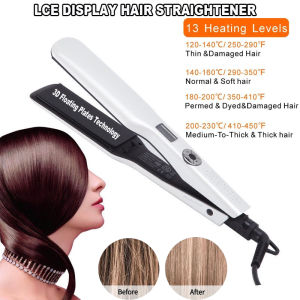 Hair Straightner Iron Original LCD Display 3D Floating Plates Technology Professional Wide Iron Straight Hair Wand Curling Wand Styling Tool