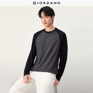GIORDANO Men T-Shirts Contrast Raglan Sleeve Tee Crewneck Fashionable Casual Regular Fit T-Shirts 13026648