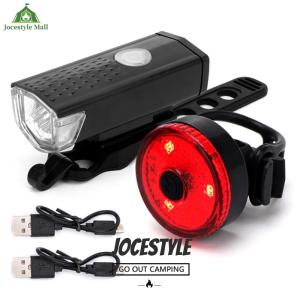 [Jocestyle Mall] Bike Tail Light & Headlight Bike Rear Light Waterproof Bike Front Light Rechargeable LED Riding Warning Light 3 Modes for Outdoor Cycling