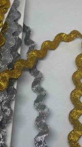 Metallic Trimmings Lace 8mm Gold  Silver Ricrac Zigzag Sold per pack of 6 yards by LaSuerteApparel
