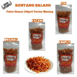 PAKET HEMAT 4 VARIAN KENTANG BALADO KENTANG MUSTOFA KERIPIK KENTANG CAMILAN KENTANG GORENG SNACK KENTANG KRIUK