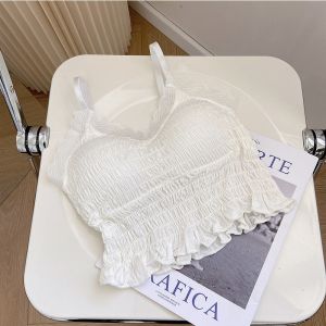 Ninabobo BR170 Tank Top Bra Busa Renda V-Neck Tanktop Crop Top Wanita Crinkle Tanpa Kawat Singlet Brukat Pakaian Dalam