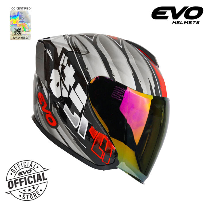 lazada helmets EVO RX-5 Katana Half Face Dual Visor Helmet with Clear and Smoke Lens Dot  Certified Helmet Quick-Release Chin Strap - Lazada