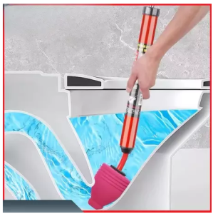 Toilet Plunger with High-Pressure Piston Action - Pink High Pressure Drain Unblocker