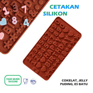 Cetakan Coklat Huruf Cetakan Coklat Angka Cetakan Coklat - Cetakan Coklat Es Batu Jelly Angka + Huruf Set Silicone Food Grade - Happy Birthday Cetakan Coklat Bahan Cetakan Silikon Cetakan Sillicone