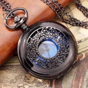 UTOPUS Rỗng Đồng hồ bỏ túi steampunk Thạch anh Chữ số La Mã Đồng hồ bỏ túi lật Độc nhất Với dây chuyền Đồng hồ đeo tay dành cho phụ nữ nam giới trẻ em