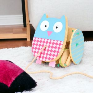 US Brand. Yookidoo. Wooden Flapping Owl Pull Toddler Toy