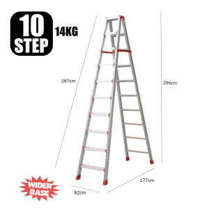10 Step Ladderman Commercial Use Heavy Duty Aluminium Double Sided Ladder Foldable Multi Purpose Ladder Tangga Lipat 楼梯