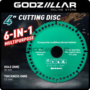 6 In 1 Diamond 4” Cutting Disc | 3.5mm Thickness | 4" Mata Pemotong | 4" x 3.5mm x 20mm Cutting Blade Tile Marble