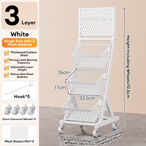 COHF Snack Rack | Metal Snack Cart Storage Rack | Mobile Multi-tier Snack Organizer Trolley | Living Room&Convenience Store Snack Display Shelf