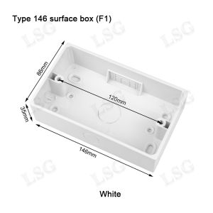 LSG Trắng/Đen/Vàng/Xám Ổ cắm chuyển đổi trên tường nhiều màu Hộp tiện ích Đế hộp nối PVC cho bề mặt và hộp gắn nhúng Loại 146/86
