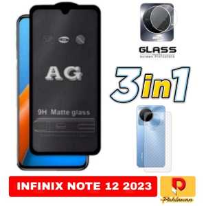 PAKET 3 IN 1 TEMPERED GLASS MATTE ANTI MINYAK FOR INFINIX GT 10 PRO 5G / NOTE 12 2023 / NOTE 12 2023 / ZERO 5G 2023 / NOTE 30 / NOTE 30 PRO / HOT 30 / HOT 30I / SMART 7 / ZERO 20 / HOT 20I / HOT 20 5G 9H MATTE GLASS