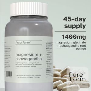 BUY 2 TAKE 1 PURE FORM Ashwagandha Magnesium Restful Sleep Anti-Anxiety Immune Support 90 Caps