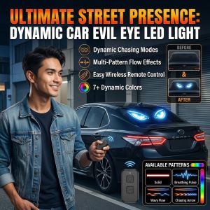 Solar LED Demon Eye Car Light  Wireless Window Warning Car Neon Light Dynamic Demon Eyes Atmosphere Light Auto Interior