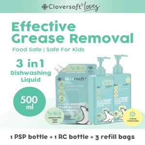 ❤️ Cloversoft Loves All Purpose 3 in 1 Dishwashing Liquid Bundle [2 Mix bottles + 3 Refill bags]
