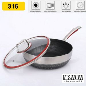 Grade 316 Stainless Steel Japanese Yukihira Saucepan/ Snow Flat Pot/ Frying Pot/ Cooking Pot