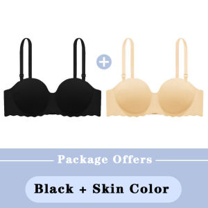 2PCS New bra Seamless Breathable Strapless Nonwire Push up Bra fashion shell half thick cup Bras