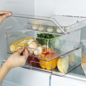Vision Transparent Plastic Refrigerator Fresh-keeping Box with Lid Kitchen Fruit and Vegetable Storage Box Drawer Refrigerator Storage Box Frozen Storage Box Clothes Towel Underwear Storage Box Mould Proof Insect Proof and Dust Proof