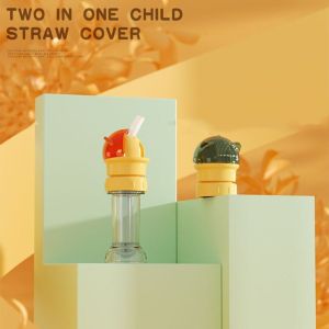 SEETE แบบพกพาได้ ป้องกันการสำลัก พร้อมหลอดดูด ฝาปิดแบบเกลียว ฝาปิดหลอด 2 in 1 ฝาขวดน้ำสำหรับเด็ก หลอดดื่มน้ำ ฝาปิดเปลี่ยนขวด ภาชนะให้น้ำสำหรับเด็กป้อนอาหาร