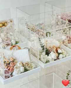 Kotak Hadiah Pernikahan Elegan Floral Ukuran Sedang 30x40cm - Warna Biru Muda