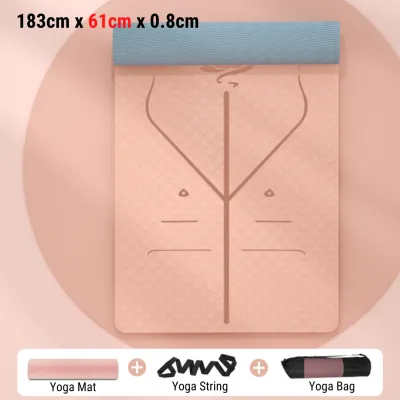 【Ready Stok】Premium TPE Tikar Yoga 183*66*0.8cm dengan Penjajaran Badan Talian & Dual Warna/ K-Healthy Living