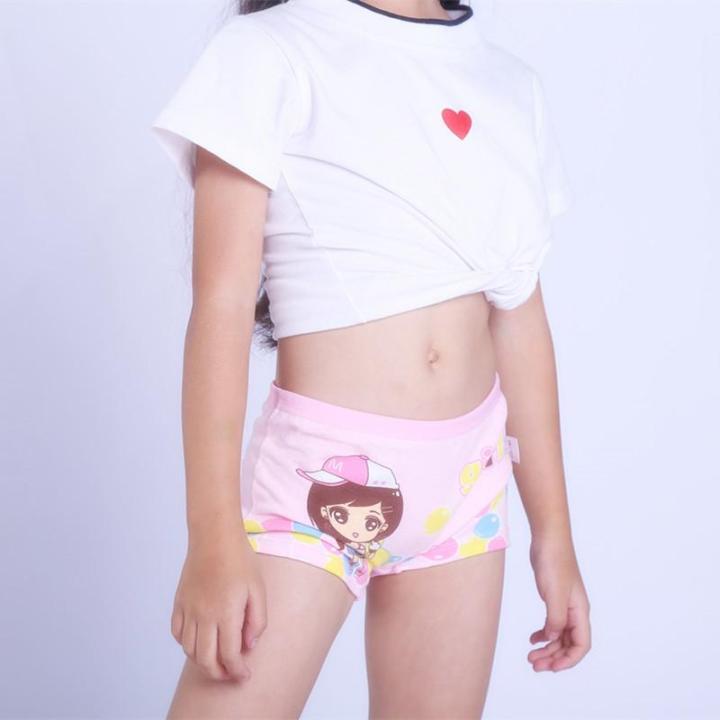 SMY Kids Girls Underwear Cartoon Animal Print Cotton Teen Girls Panties  2-12 Years Kids Shorts (4 PCS)