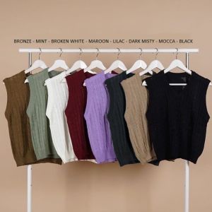 Rompi Cable Knit Vest Tebal 7get Magra