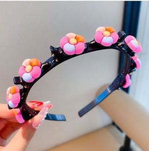 Aksesoris Bando Anak Gadis Pengikat Penjepit Rambut Ikat Kepala Fashion Korea 2in1 Jepit Hairband Tie Bandana Bentuk Pola Motif Kartun Jepitan Lingkaran Kepang Bendo Cewek Cute Cantik Bahan Plastik