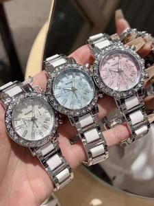 G7MXXSEE TikTok Hot-Selling Round Diamond-Studded Womens Watch with Calendar Steel Band Ceramic Wristwatch Waterproof and Sweatproof Wholesale for Women 7/7
