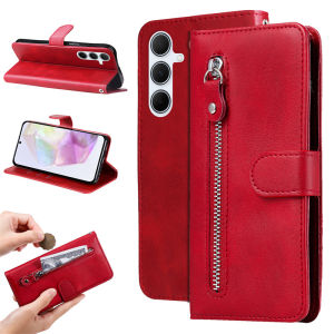 Luxury Case For Samsung Galaxy S25 Ultra A16 A55 A35 A56 5G A06 A26 S24 Plus A15 A24 5G M35 M15 M55 S24 FE S24 Ultra Zipper Wallet Card Leather Flip Stand Skin Protect Cover