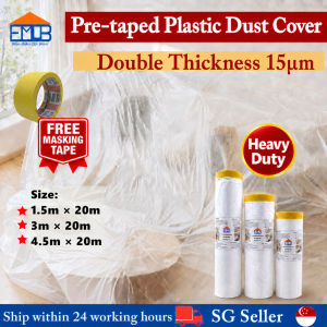 【Heavy Duty】Pre-taped Plastic Dust Cover Furniture Dust Proof Cover Plastic Renovation Dust Film Sheet