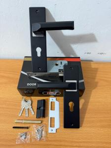 KUNCI PINTU RUMAH SET/ HANDLE PINTU TANGGUNG 20CM HITAM DOFF MINIMALIS