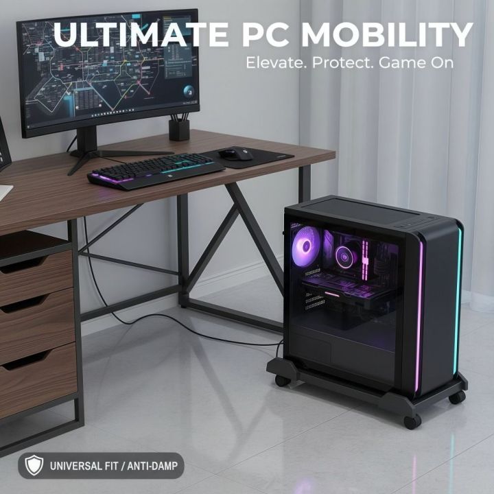 EPNER Height Increasing Desktop Computer Host Stand With Caster Wheels ...