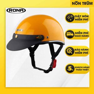 Nón bảo hiểm nửa đầu RONA haly viền bạc vàng nghệ bóng mũ xe máy freesize dành cho nam và nữ - Nón Trùm