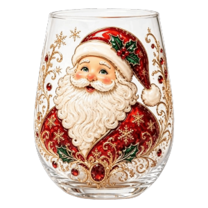 CMIEWN5 Santa Claus Christmas Wine Glass 3D Embossed Reindeer Clear Stemmed Cup New Year Party Snowman Xmas Glass Cup Holiday Table Decor
