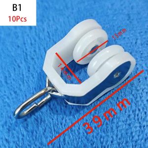 WFYW 10Pcs Curtains Hook Ring Slider Curtain Wheels Rail Straight Curved Track Rollers Furniture Hardware Curtain Track Accessories Hanging Curtain Rod Pulley