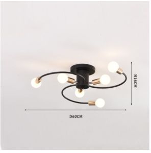 YHLAMP Nordic black gold simple modern chandelier living room bedroom chandelier creative home lighting