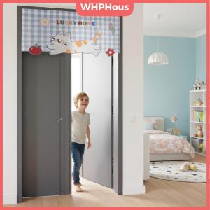 WP💓💛💖 Animal Cartoon Door Curtain Self Stick Child Room Entryway Divider Cute Non Perforated Privacy Screen for Home Decor