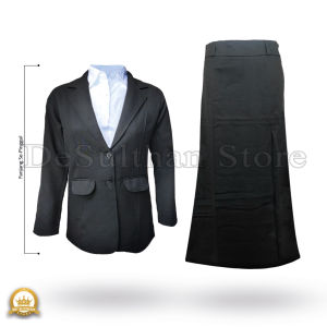 Desulthan | Setelan Formal Wanita Blazer Panjang Sepinggul & Rok Line A Bahan Gabardin Size S-XXXXXL