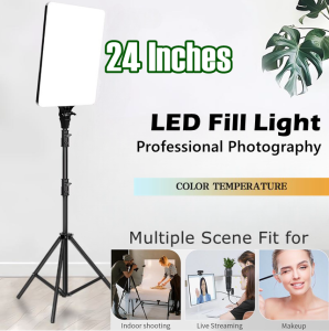 24 Inch LED Video Panel Light Make up Lighting Tripod Stand Dimmable Photography Lamp