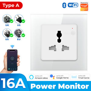 SMATRUL Tuya Wifi Smart Socket Plug Power Monitor 16A WiFi Wall Socket for Home Automation Tuya Smart Life APP Remote for Alexa Google home Voice Control